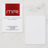 モノグラムモダンホワイトレッドビジネスカード 名刺 (正面/裏面)