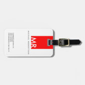 モノグラムモダンホワイトレッドミニマル主義者 ラゲッジタグ (正面横)