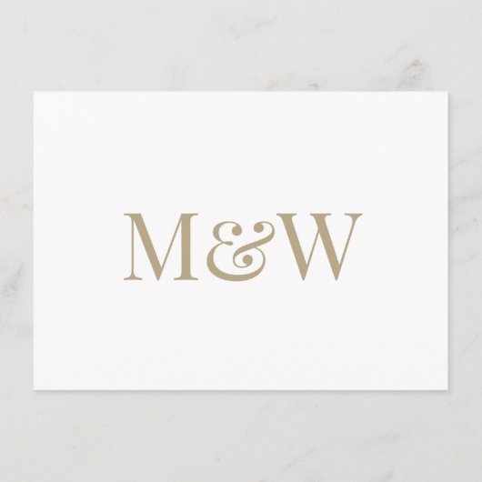 モノグラムモダンホワイト金ゴールドウェディングレセプション エンクロージャーカード (裏面)