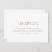 モノグラムモダンホワイト金ゴールドウェディングレセプション エンクロージャーカード (正面/裏面)