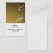 モノグラムモダンホワイト金ゴールドプレーン名刺 名刺 (正面/裏面)