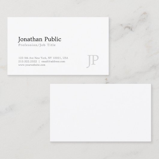 モノグラムモダンホワエレガントイトシンプルデザイン 名刺 (正面/裏面)