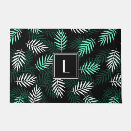モノグラムモダンボタニカル離れパターン ドアマット