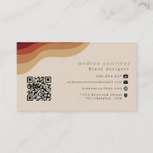 モノグラムモダンボホベージュテラコッタウェーブラインQR 名刺 (裏面)