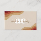 モノグラムモダンボホベージュテラコッタウェーブラインQR 名刺 (正面)