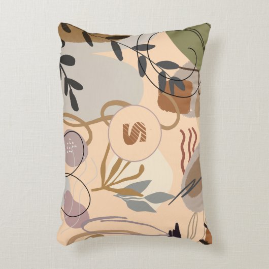 モノグラムモダンボホ抽象芸術フローラ アクセントクッション (正面(垂直))