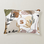 モノグラムモダンボホ抽象芸術フローラ アクセントクッション (裏面)