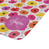 モノグラムモダンポピー花柄スクリプト名 カッティングボード (角)