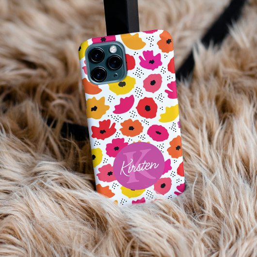 モノグラムモダンポピー花柄スクリプト名 Case-Mate iPhoneケース
