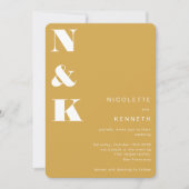 モノグラムモダンマスタードエはっきりしたロシ結婚ック 招待状 (正面)