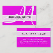 モノグラムモダンマゼンタ背景 名刺 (正面/裏面)