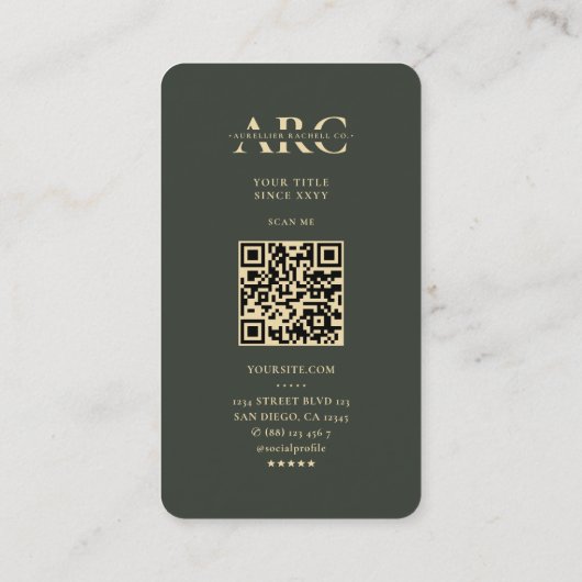 モノグラムモダンマーケティングプロフェッショナルダークグリーン 名刺 (裏面)