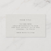 モノグラムモダンミニマリストのライトグレーリネン効果 名刺 (裏面)