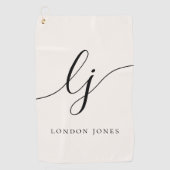 モノグラムモダンミニマリストスクリプト名ガーリー ゴルフタオル (正面)