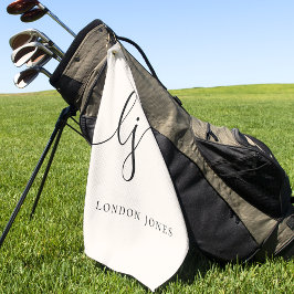 モノグラムモダンミニマリストスクリプト名ガーリー ゴルフタオル