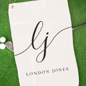 モノグラムモダンミニマリストスクリプト名ガーリー ゴルフタオル