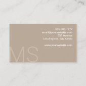 モノグラムモダンミニマリストベージュプロフェッショナル 名刺 (裏面)