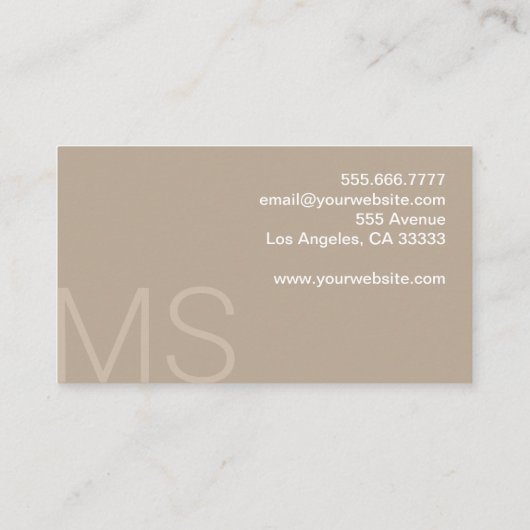 モノグラムモダンミニマリストベージュプロフェッショナル 名刺 (裏面)