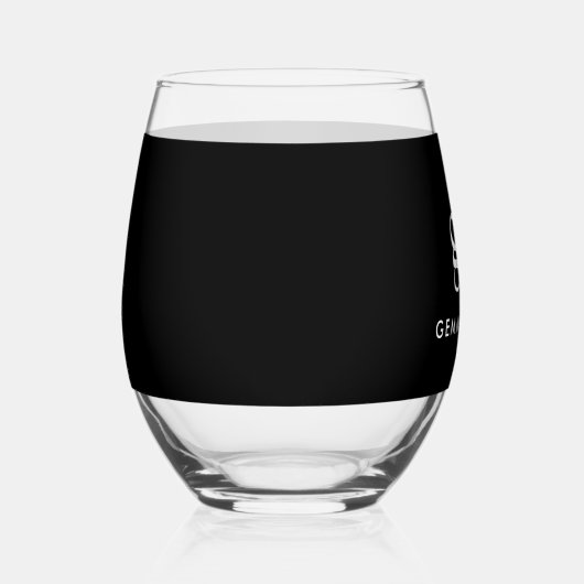 モノグラムモダンミニマリスト白黒 ステムなしワイングラス (右)