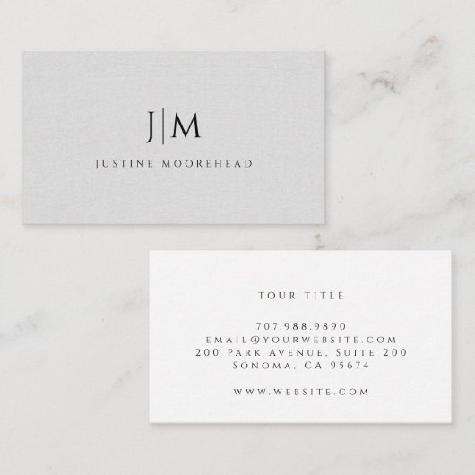 モノグラムモダンミニマルなリネン効果 名刺 (正面/裏面)