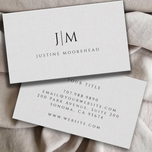 モノグラムモダンミニマルなリネン効果 名刺