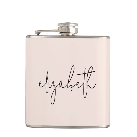 モノグラムモダンミニマルスタイリッシュ赤面ピンク フラスク (正面)