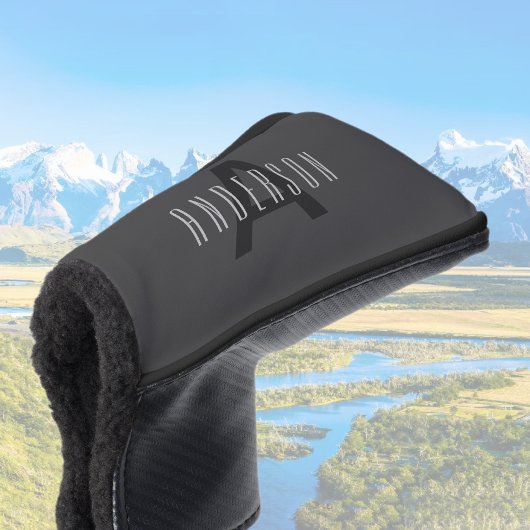 モノグラムモダンミニマルデザイン編集可能ダークグレー ゴルフヘッドカバー