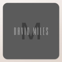 モノグラムモダンミニマルデザイン編集可能ダークグレー