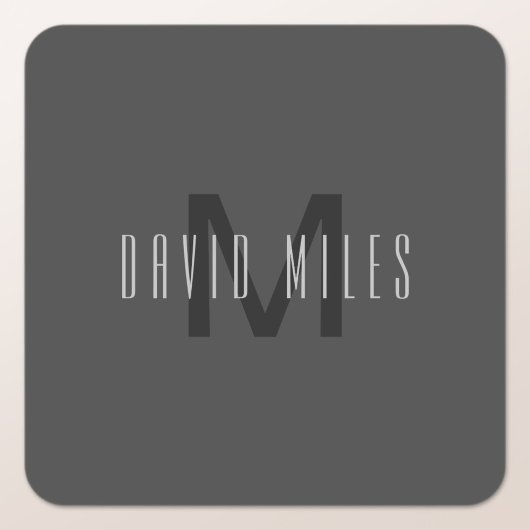 モノグラムモダンミニマルデザイン編集可能ダークグレー スクエアシール