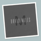 モノグラムモダンミニマルデザイン編集可能ダークグレー スタンダードカクテルナプキン