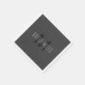 モノグラムモダンミニマルデザイン編集可能ダークグレー スタンダードカクテルナプキン (角)