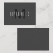 モノグラムモダンミニマルデザイン編集可能ダークグレー ノートカード (正面/裏面)