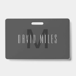 モノグラムモダンミニマルデザイン編集可能ダークグレー バッジ