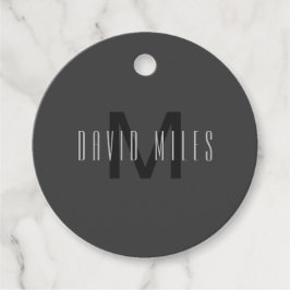 モノグラムモダンミニマルデザイン編集可能ダークグレー フェイバータグ