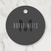 モノグラムモダンミニマルデザイン編集可能ダークグレー フェイバータグ (正面)