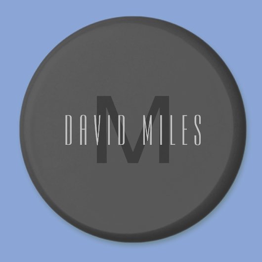 モノグラムモダンミニマルデザイン編集可能ダークグレー マグネット