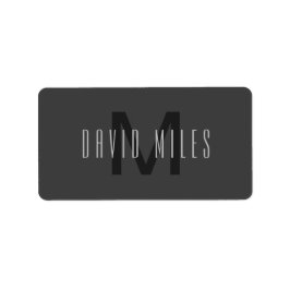 モノグラムモダンミニマルデザイン編集可能ダークグレー ラベル