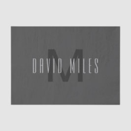 モノグラムモダンミニマルデザイン編集可能ダークグレー 薄葉紙