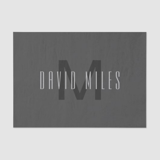 モノグラムモダンミニマルデザイン編集可能ダークグレー 薄葉紙 (正面)