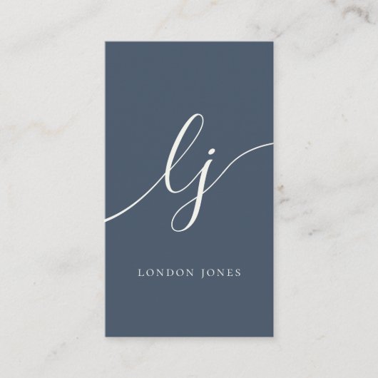 モノグラムモダンミニマルフェミニンラリスト海軍アイボリー 名刺 (正面)