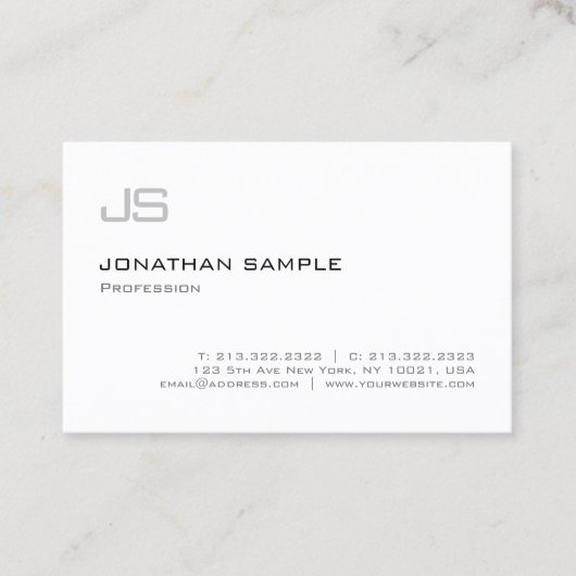 モノグラムモダンミニマルプロフェッショナルプレーン 名刺 (正面)