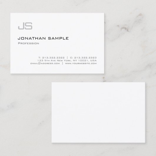 モノグラムモダンミニマルプロフェッショナルプレーン 名刺 (正面/裏面)