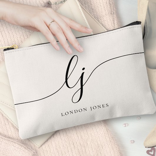 モノグラムモダンミニマル書道台本の名前 アクセサリーポーチ