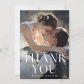 モノグラムモダンミニマル結婚リストサンキューカード サンキューカード (正面)
