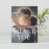 モノグラムモダンミニマル結婚リストサンキューカード サンキューカード (スタンド正面)
