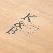 モノグラムモダンミニマル結婚リスト アクリル招待状 (レイダウン)