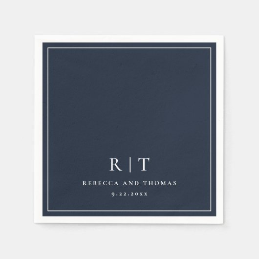 モノグラムモダンミニマル結婚リスト スタンダードカクテルナプキン (正面)