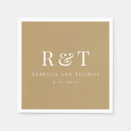 モノグラムモダンミニマル結婚リスト スタンダードカクテルナプキン
