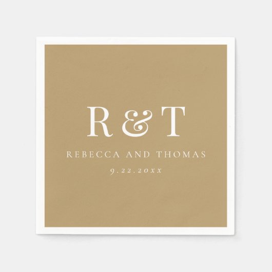 モノグラムモダンミニマル結婚リスト スタンダードカクテルナプキン (正面)