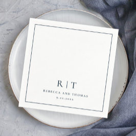 モノグラムモダンミニマル結婚リスト スタンダードカクテルナプキン